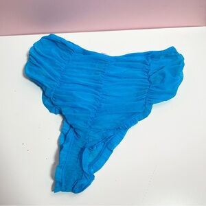 Rihanna Savage X Fenty sexy neon blue mesh ruched high waisted lingerie panty